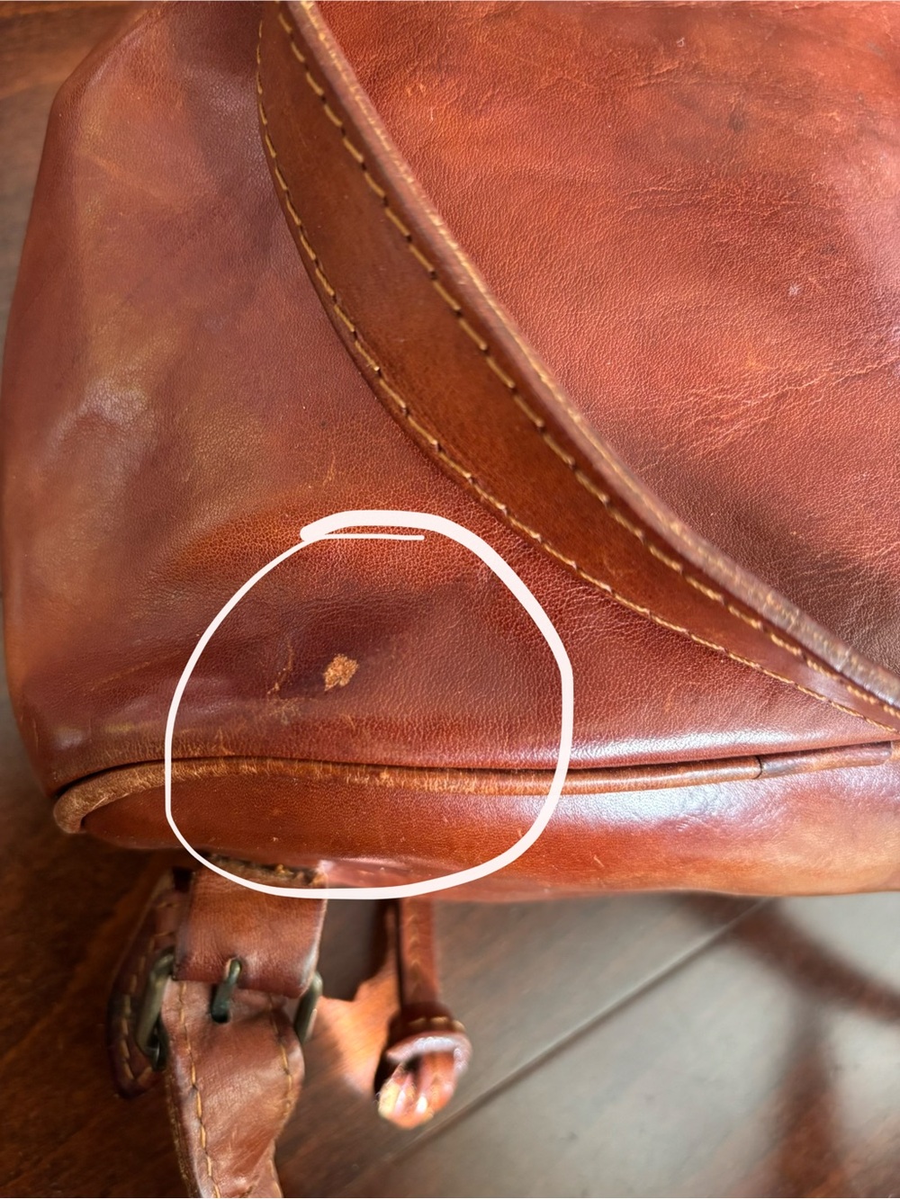 Vintage La Sella Roma Italian Leather Small Backpack Satchel, Drawstring Flap - Picture 16 of 16